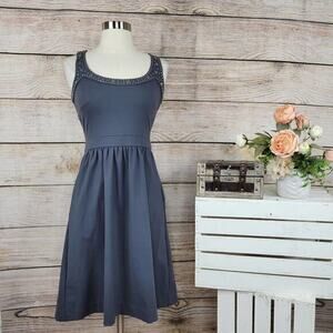 Cynthia Rowley Women's Sleeveless Silver Studded Princess Cut Dress Gray Size XS
